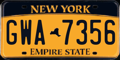 NY license plate GWA7356