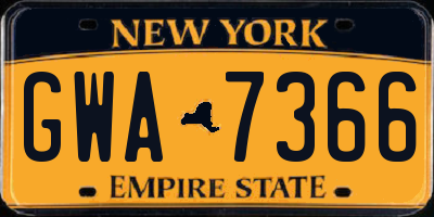 NY license plate GWA7366