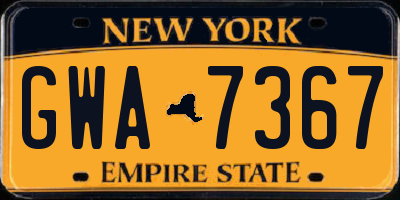 NY license plate GWA7367
