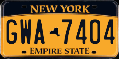 NY license plate GWA7404