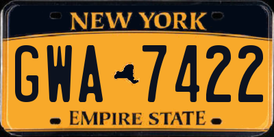 NY license plate GWA7422