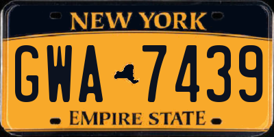 NY license plate GWA7439