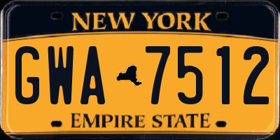 NY license plate GWA7512