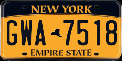 NY license plate GWA7518