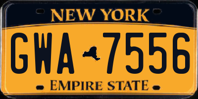 NY license plate GWA7556