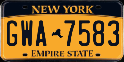 NY license plate GWA7583