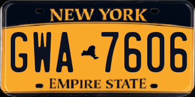 NY license plate GWA7606