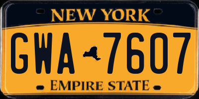 NY license plate GWA7607