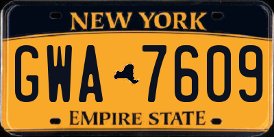 NY license plate GWA7609