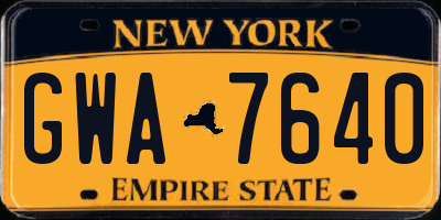 NY license plate GWA7640