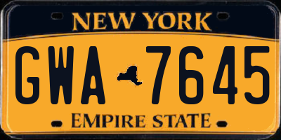 NY license plate GWA7645