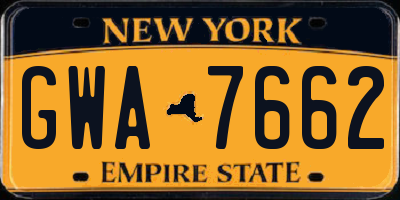 NY license plate GWA7662