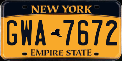 NY license plate GWA7672