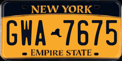 NY license plate GWA7675