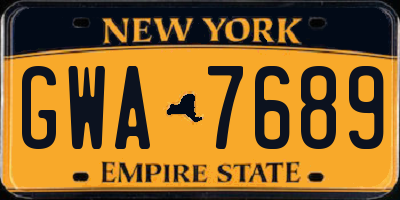 NY license plate GWA7689