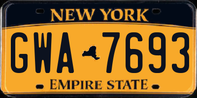 NY license plate GWA7693