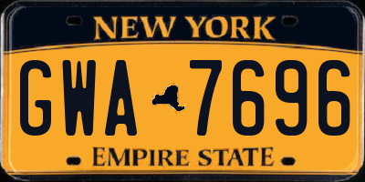 NY license plate GWA7696