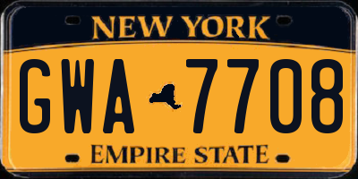 NY license plate GWA7708