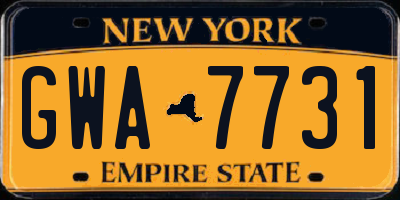 NY license plate GWA7731