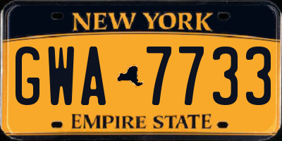 NY license plate GWA7733