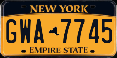 NY license plate GWA7745