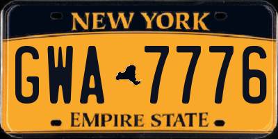 NY license plate GWA7776