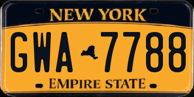 NY license plate GWA7788