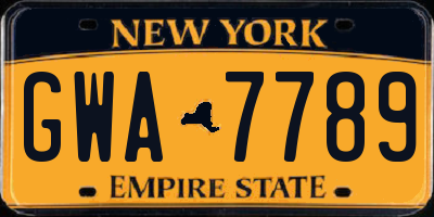 NY license plate GWA7789