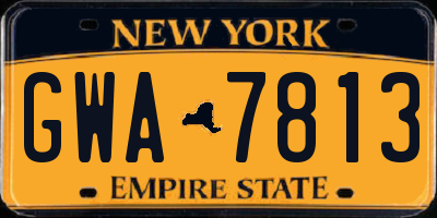 NY license plate GWA7813