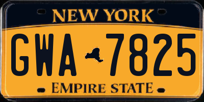 NY license plate GWA7825