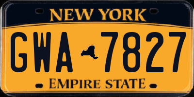 NY license plate GWA7827