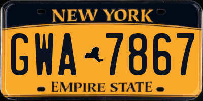 NY license plate GWA7867