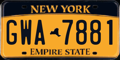 NY license plate GWA7881
