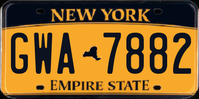 NY license plate GWA7882