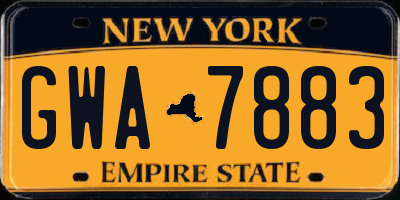 NY license plate GWA7883