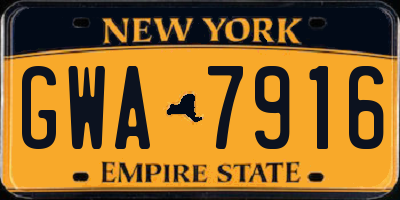 NY license plate GWA7916