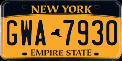 NY license plate GWA7930
