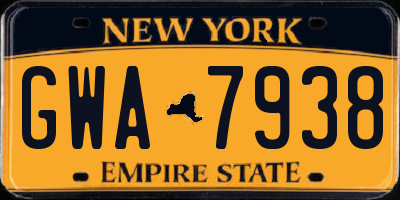 NY license plate GWA7938
