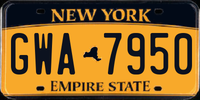 NY license plate GWA7950