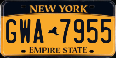 NY license plate GWA7955