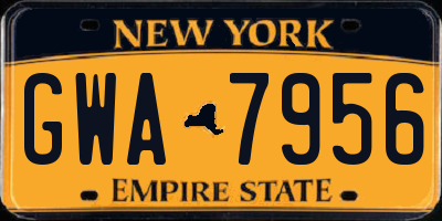 NY license plate GWA7956