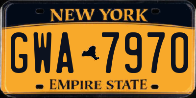 NY license plate GWA7970