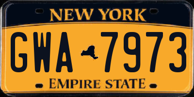 NY license plate GWA7973
