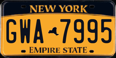 NY license plate GWA7995