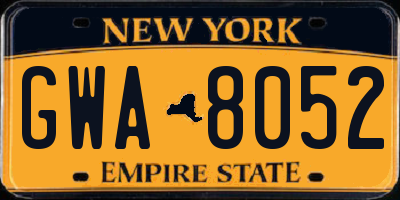 NY license plate GWA8052