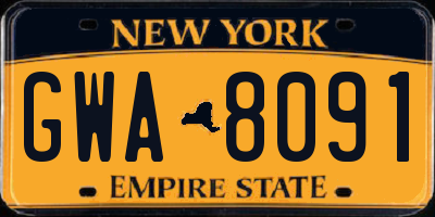 NY license plate GWA8091