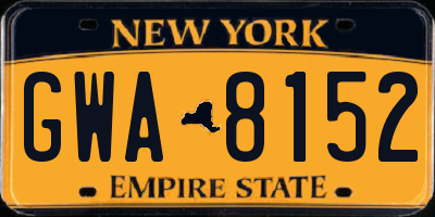 NY license plate GWA8152