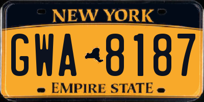 NY license plate GWA8187