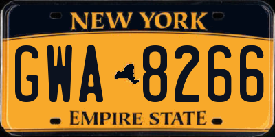 NY license plate GWA8266