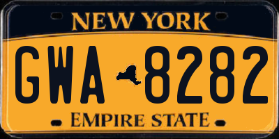 NY license plate GWA8282